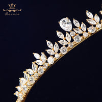 Gorgeous Full Zircon Bridal Tiaras Crowns Plated Crystal Wedding Hairbands For Brides