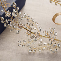 Korean Handmade Gold Wedding Hairbands Brides Soft Rhinestone Tiara Head Wear Crystal Hair Jewelry