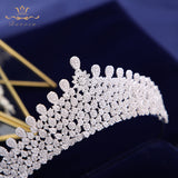 Luxurious Brides Tiaras Crowns Full Zircon Bridal Headpieces Plated Crystal Wedding Hair Accessories