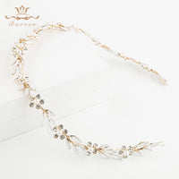 Soft Leaves Brides Hairbands Soft Bridal Crystal Tiara Gold Hair Jewelry Wedding Hair Accessories