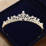 Gold Full Zircon Bride Crowns Headpieces Sparking European Wedding Tiaras for Bridal Hair Accessories