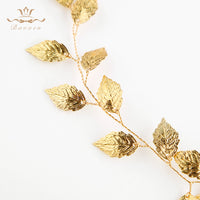 Leaves Korean Brides Headbands Gold Soft Hairbands Long Wedding Hair Accessories Party Dress Accessories