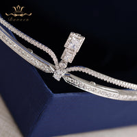 Korean Zircon Brides Tiaras Crowns Sparkling Crystal Silver Bridal Hairbands Wedding Hair Jewelry Headpieces