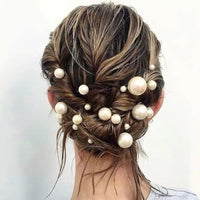 18 pics/lot Women Sparkling Pearls Hairpins Handmade Gold Hair Sticks European Pearls Hairbands Wedding Hair Accessories