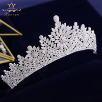 European CZ Zircon Bridal Tiaras Crowns Plated Crystal Wedding Hairbands Headpieces For Brides