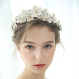 European White Flower Brides Hairbands Bridal Crystal Headbands Wedding Hair Jewelry