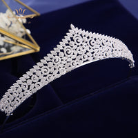 Simple Full Zircon Bride Tiaras Headpieces Silver Crystal Bridal Tiaras Wedding Hair Accessories