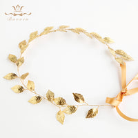 Leaves Korean Brides Headbands Gold Soft Hairbands Long Wedding Hair Accessories Party Dress Accessories