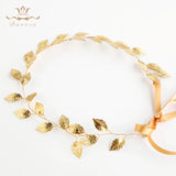 Leaves Korean Brides Headbands Gold Soft Hairbands Long Wedding Hair Accessories Party Dress Accessories