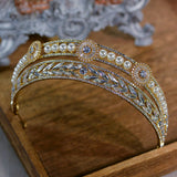 European Pearls Crowns Gold Bride Hairbands Wedding Headpieces