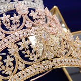 Royal Queen Rose Gold Tiaras Crowns for Brides Crystal Brides Hairbands Full Zircon Wedding Hair Accessories