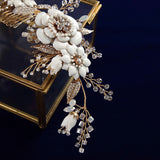 European Handmade Brides Ceramic Flower Hair Combs Crystal Headbands Wedding Hair Jewelry S8184