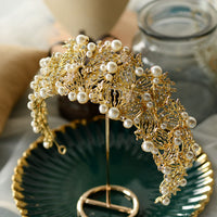 Royal Baroque Pearls Brides Crystal Tiaras Crowns Headpieces Evening Hair Jewelry ISW0047