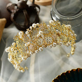 Royal Baroque Pearls Brides Crystal Tiaras Crowns Headpieces Evening Hair Jewelry ISW0047