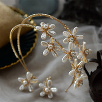 Handmade Pearl Brides Headbands with Earring Head Wear ISW0169