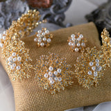 Royal Baroque Wedding Tiara Crowns with Earring