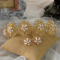 Royal Baroque Wedding Tiara Crowns with Earring