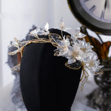 Handmade Flower Bridal Headbands Gold Brides Hairbands Tiaras