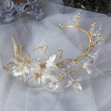 Handmade Flower Bridal Headbands Gold Brides Hairbands Tiaras