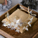 Handmade Flower Bridal Headbands Gold Brides Hairbands Tiaras