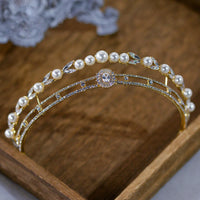 Elegant Leaves Brides Tiaras Crowns Headpices Pearls Bridal Headbandd