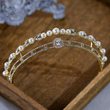 Elegant Leaves Brides Tiaras Crowns Headpices Pearls Bridal Headbandd