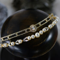 Elegant Leaves Brides Tiaras Crowns Headpices Pearls Bridal Headbandd