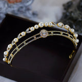 Elegant Leaves Brides Tiaras Crowns Headpices Pearls Bridal Headbandd