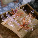 Gorgeous Crystal Leaf Bridal Barrettes Headdress Crystal Brides Hairbands