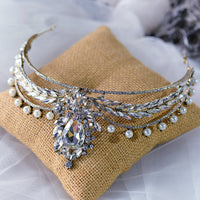 Royal Baroque Gold Pearls Bridal Crowns Tiara Headpieces Party Headband