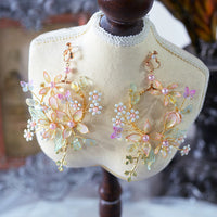 Baroque Vintage Handmade Rhinestone Long Earrings Evening Accessory