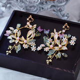 Baroque Vintage Handmade Rhinestone Long Earrings Evening Accessory