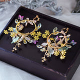 Baroque Vintage Handmade Rhinestone Long Earrings Evening Accessory