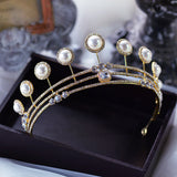 European Royal Gold Crystal & Pearls Brides Tiaras Crowns Headpieces