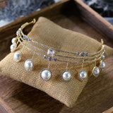 European Royal Gold Crystal & Pearls Brides Tiaras Crowns Headpieces