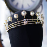 European Royal Gold Crystal & Pearls Brides Tiaras Crowns Headpieces