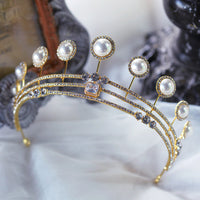 European Royal Gold Crystal & Pearls Brides Tiaras Crowns Headpieces