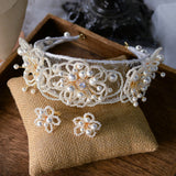 European Pearls Brides Tiaras Headpieces with Wedding CRrown set