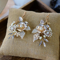 Elegant Champagne Flower Brides  Earrings