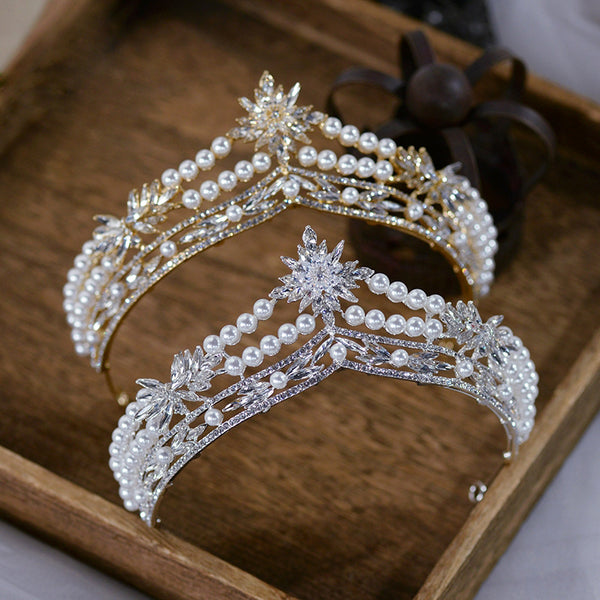 European Pearls Bridal Tiaras Hairbands Crystal Brides Headband