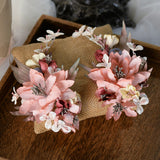 Sweet pink Flwoer Bridal Hairpins with Earring Barrettes