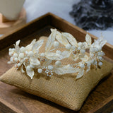 Handmade Flower & Pearls Brides Leaves Tiaras Crowns Headbands