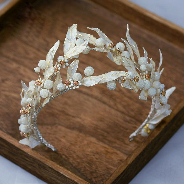 Handmade Flower & Pearls Brides Leaves Tiaras Crowns Headbands