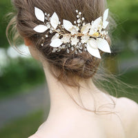 White Leaves Brides Hair Hairbands Rhinestones Bridal Headbands Hair Accessory