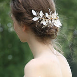 White Leaves Brides Hair Hairbands Rhinestones Bridal Headbands Hair Accessory