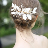 White Leaves Brides Hair Hairbands Rhinestones Bridal Headbands Hair Accessory