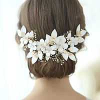 White Leather Flower Brides Barrettes Hairaband Flower Headbands J6190