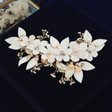 White Leather Flower Brides Barrettes Hairaband Flower Headbands J6190