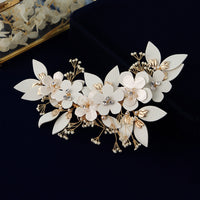 White Leather Flower Brides Barrettes Hairaband Flower Headbands J6190