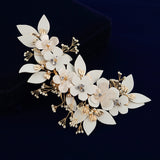 White Leather Flower Brides Barrettes Hairaband Flower Headbands J6190